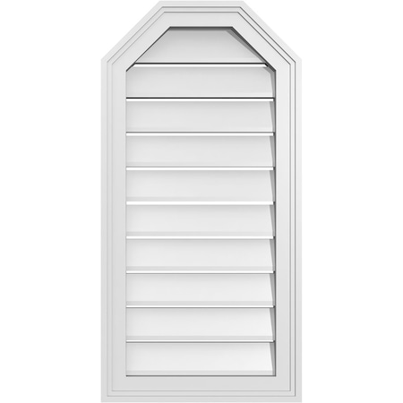 Ekena Millwork Octagonal Top Surface Mount PVC Gable Vent w/ 2"W x 1-1/2"P Brickmould Frame, 16"W x 32"H GVPOT16X3202SF